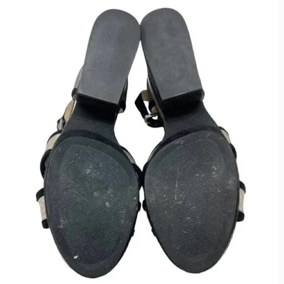 Botkier Paloma Glitter Silver & Black Suede Chunky Heel Sandals - Size 8 - Picture 7 of 10